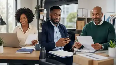 A freelancer, travelling professional and business owner working with financial records